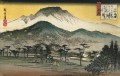vue du soir d’un temple dans les collines d’Utagawa Hiroshige ukiyoe